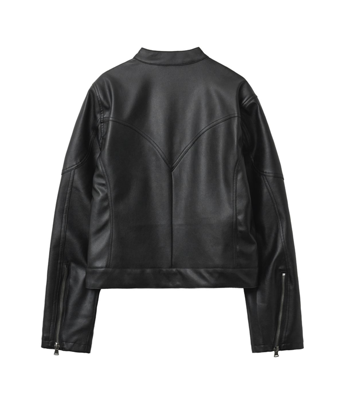 렌세(RENSE) Vegan Leather Biker Jacket Black