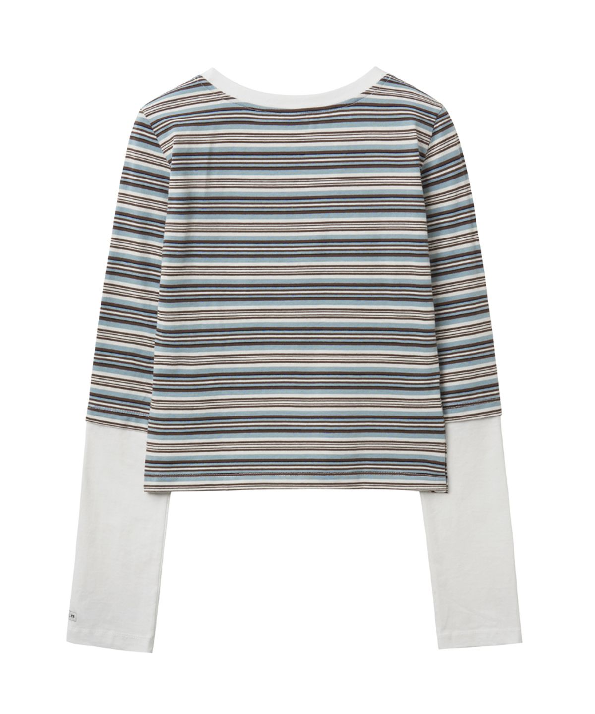 렌세(RENSE) Side Snap Contrast Stripe T-Shirt Blue