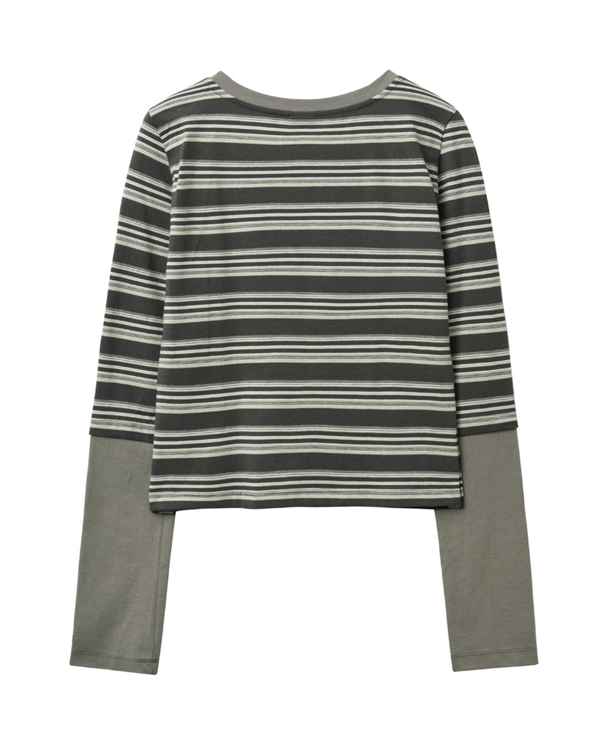 렌세(RENSE) Side Snap Contrast Stripe T-Shirt Charcoal