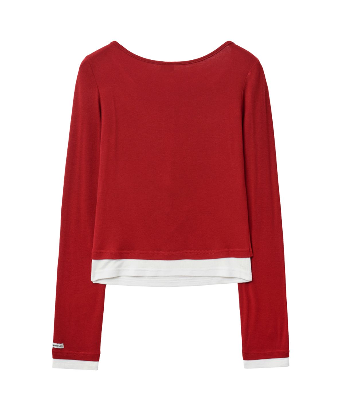 렌세(RENSE) Henley Neck Layered T-Shirt Red