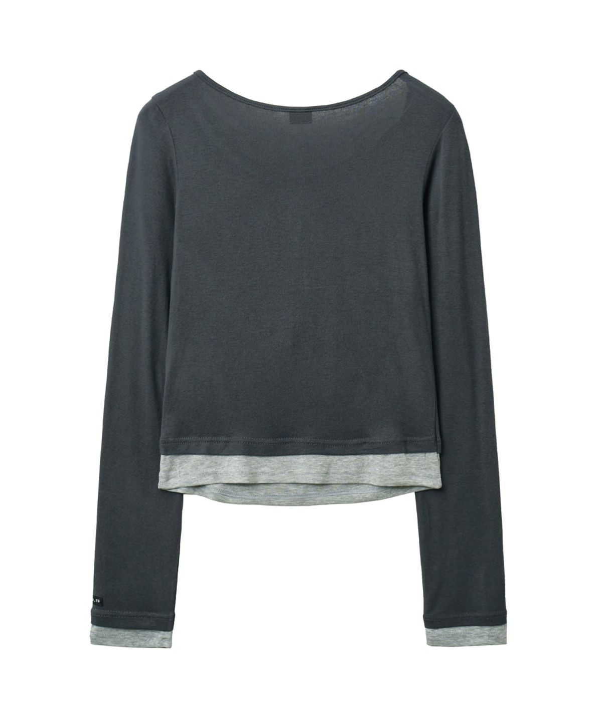 렌세(RENSE) Henley Neck Layered T-Shirt Charcoal