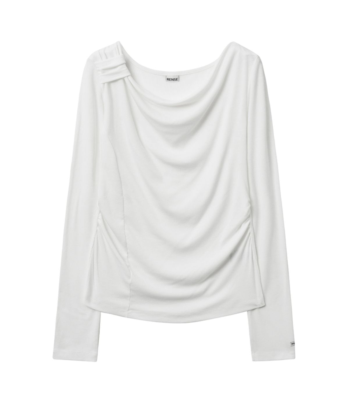 렌세(RENSE) Side Shirring Draped Tee Ivory