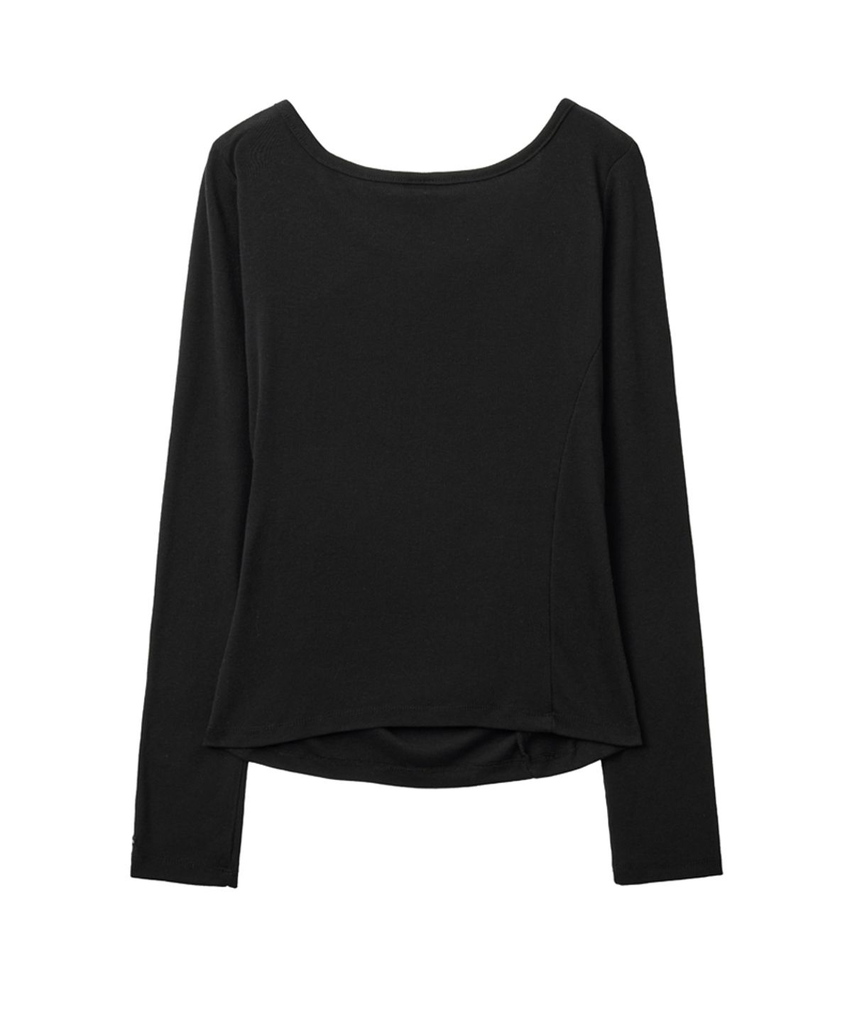 렌세(RENSE) Side Shirring Draped Tee Black