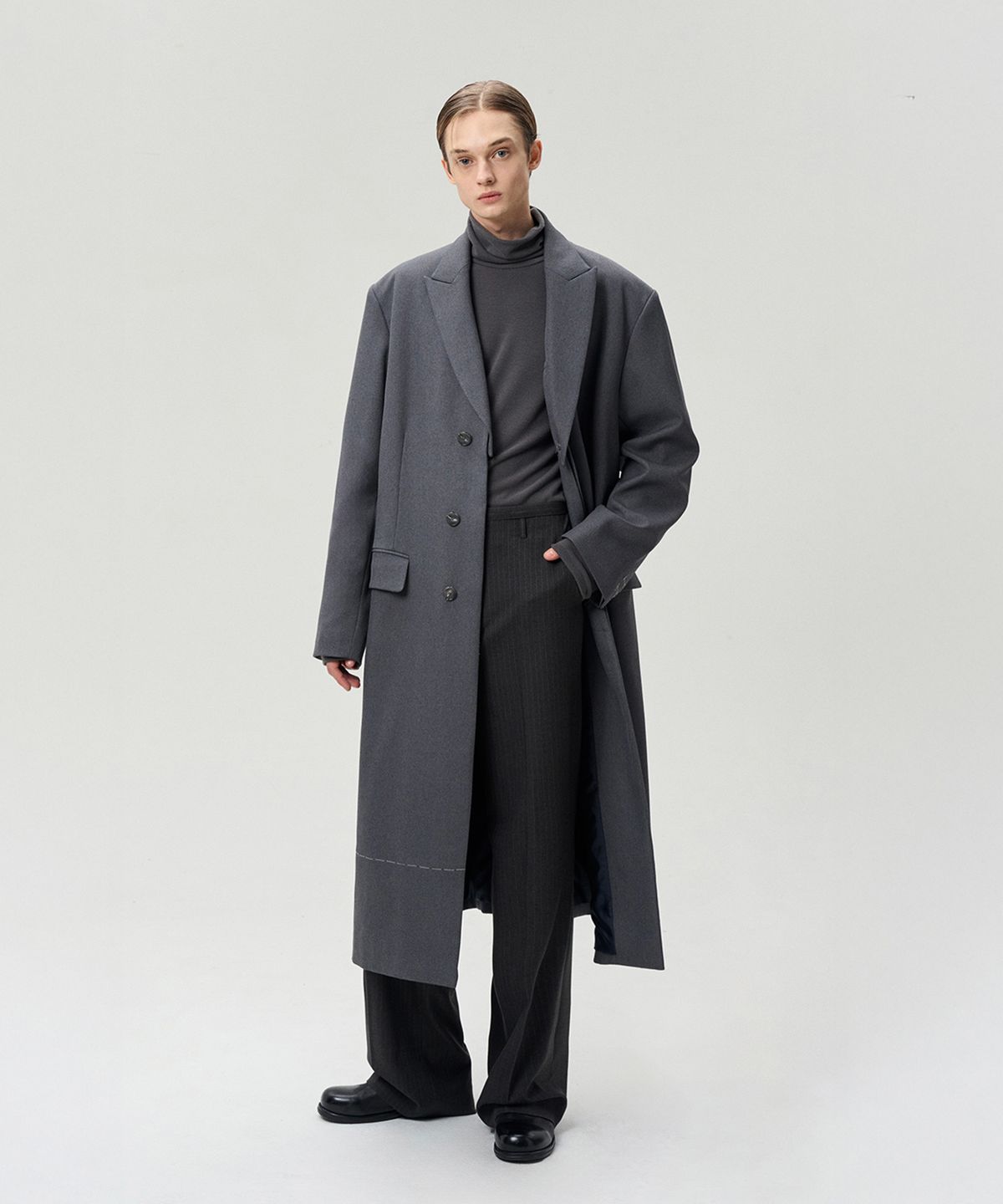 리이 맨(RERHEE MEN) UNISEX REMOVABLE COLLAR COAT
