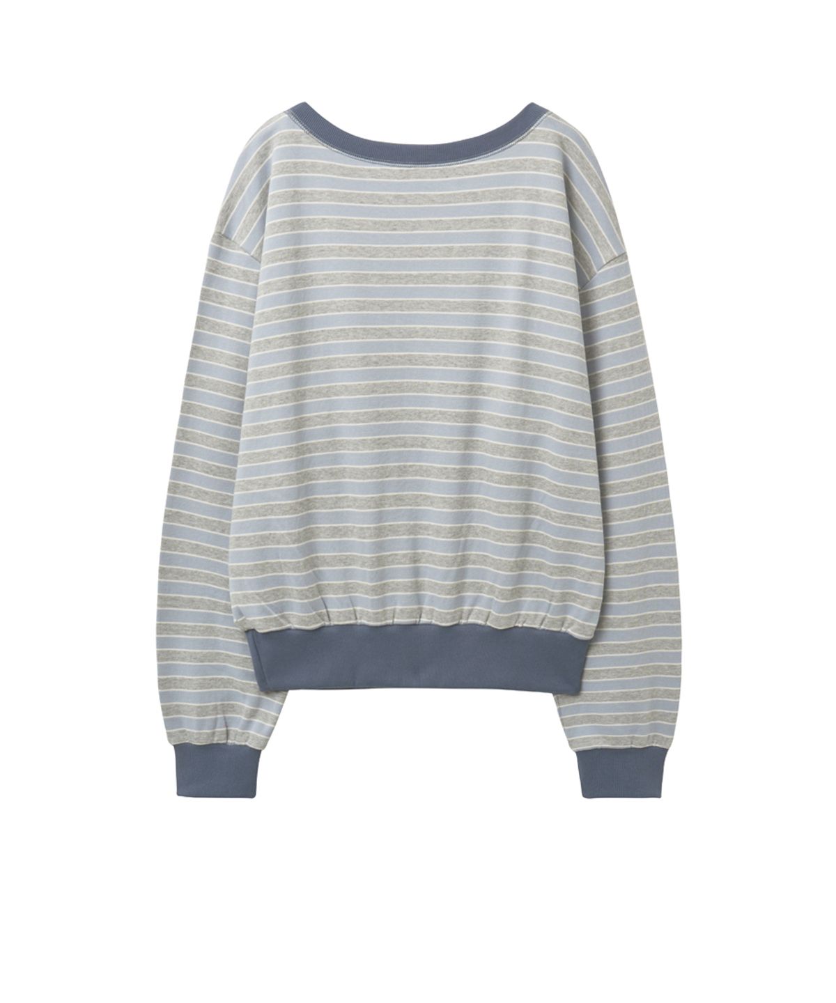 렌세(RENSE) Striped Off-Shoulder Sweatshirt Blue