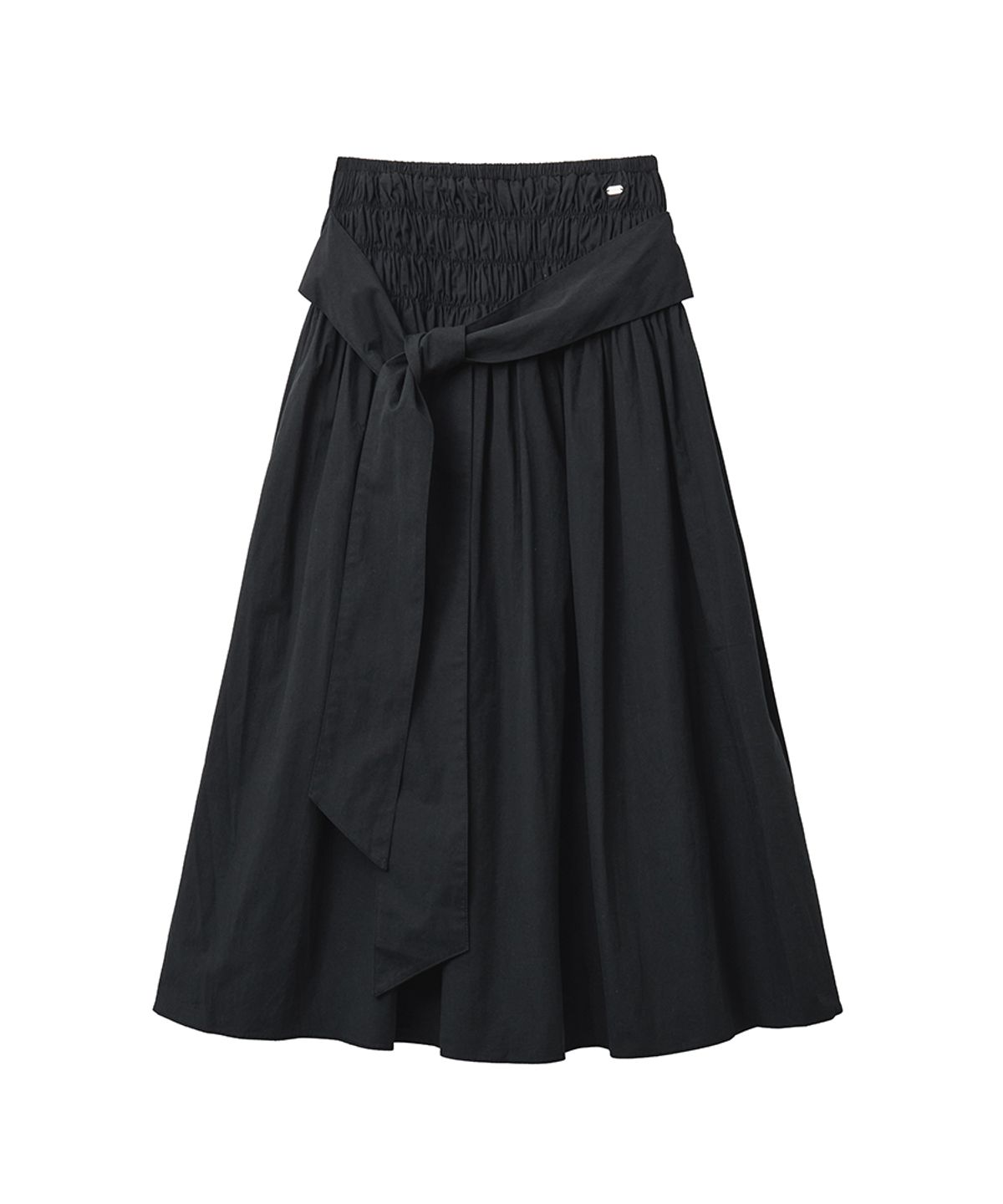 렌세(RENSE) Smocked Shirring Skirt Black