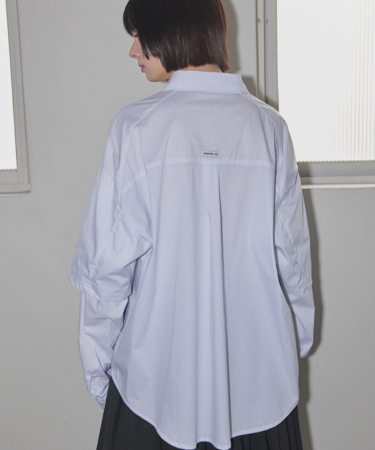렌세(RENSE) Striped Layered Shirt White