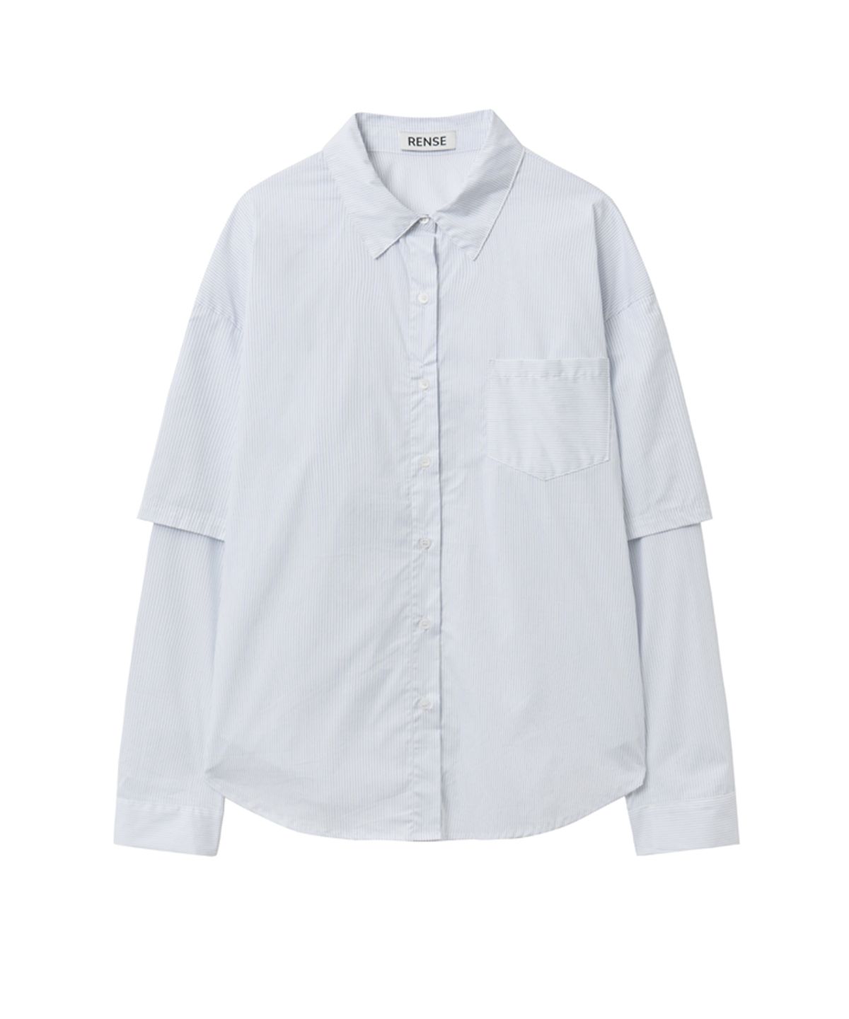렌세(RENSE) Striped Layered Shirt White