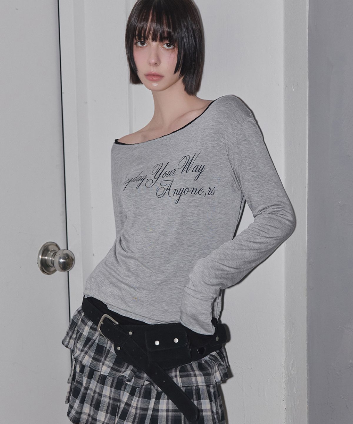 렌세(RENSE) Everyday Your Way Graphic T-Shirt Melange Gray