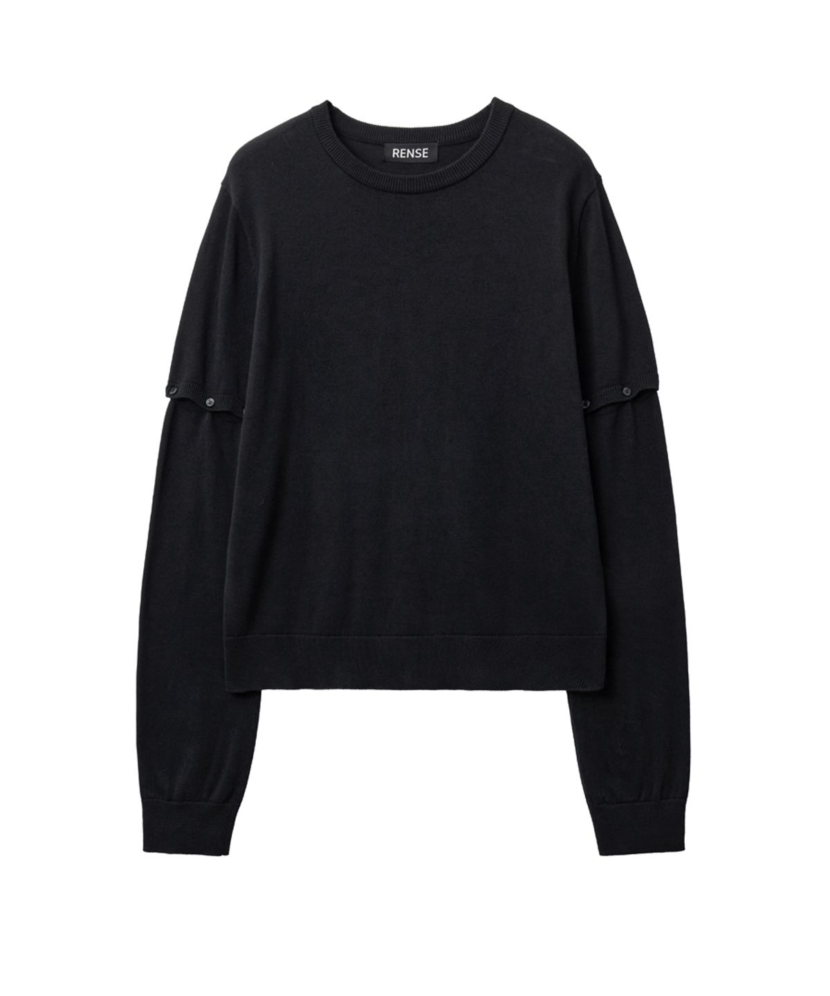 렌세(RENSE) Button Sleeve 2-Way Knit Black