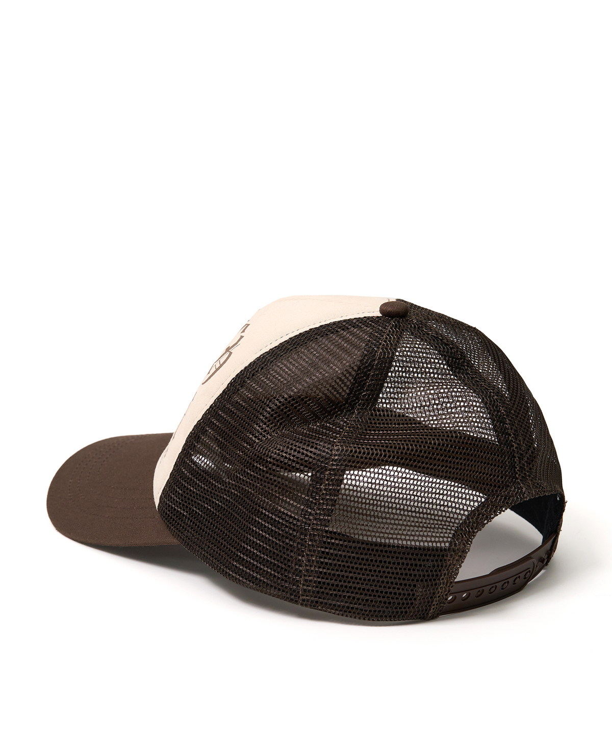 피치블랙(PITCHBLACK) LOGO PRINTING TRUCKER CAP (BROWN)