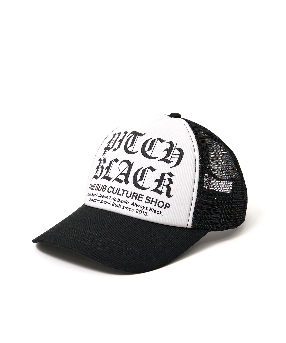 피치블랙(PITCHBLACK) LOGO PRINTING TRUCKER CAP (BLACK)