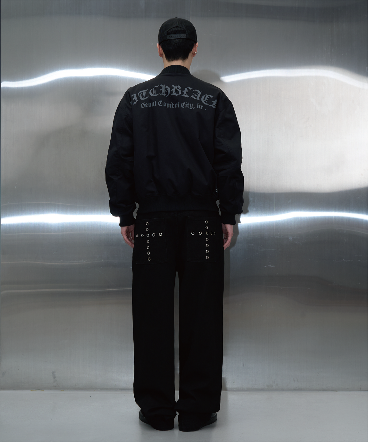 피치블랙(PITCHBLACK) UTILITY POCKET LOGO FLIGHT JARCKET (BLACK)