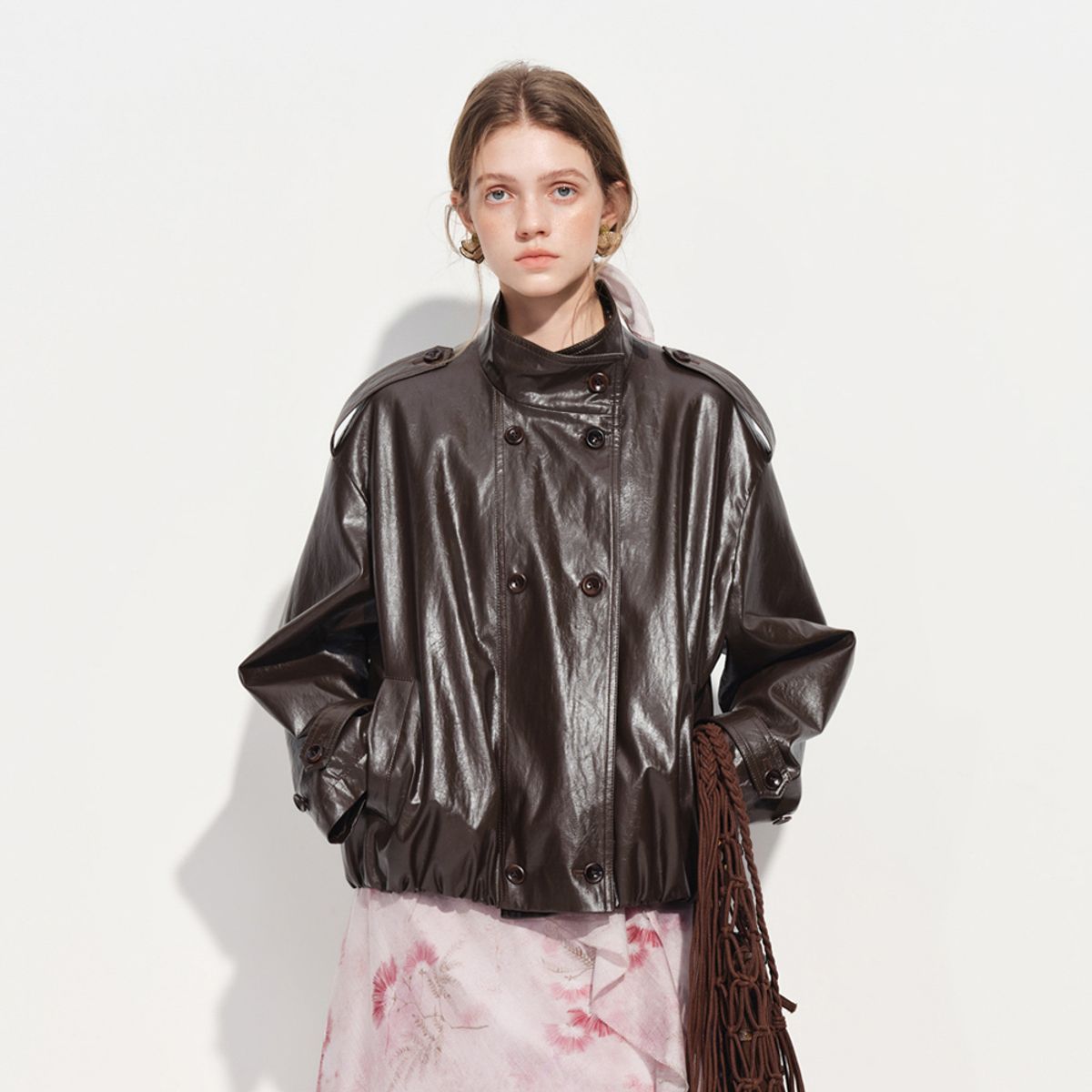 웬스데이딜라잇(WEDNESDAY DELIGHT) WD_Loose glossy leather jacket