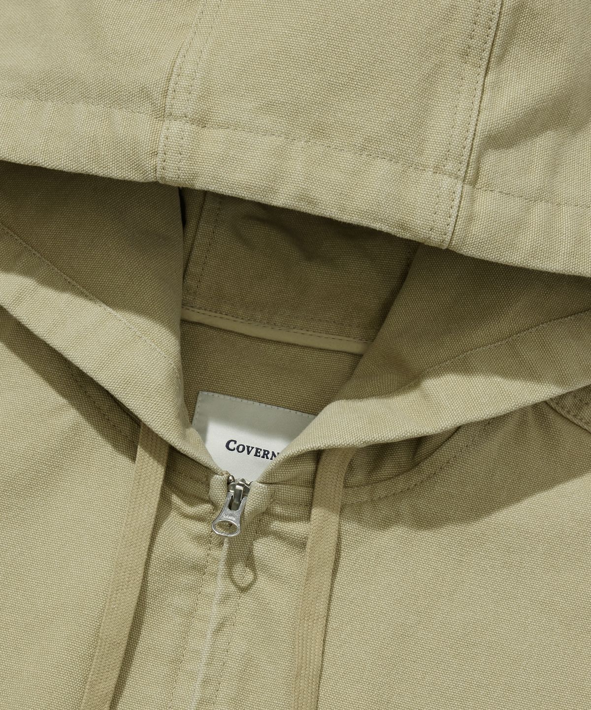 커버낫(COVERNAT) C 로고 헤비 옥스포드 후드 자켓 베이지