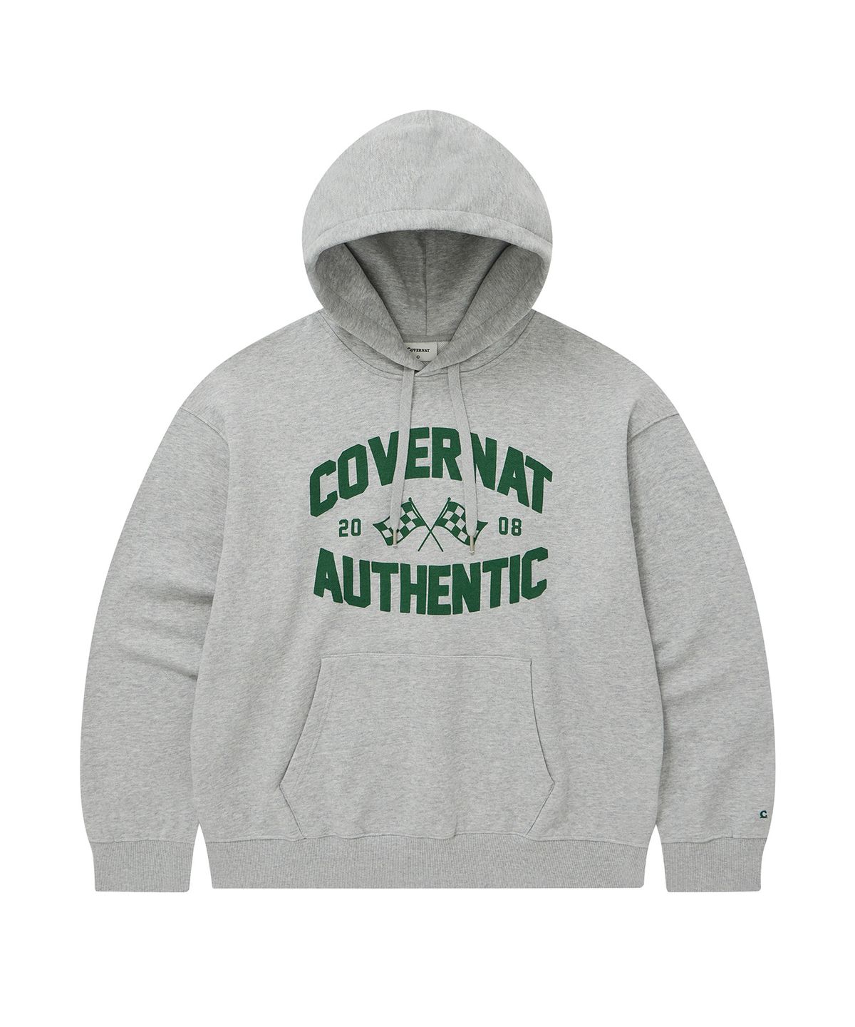 커버낫(COVERNAT) 플래그 그래픽 후디 멜란지 그레이