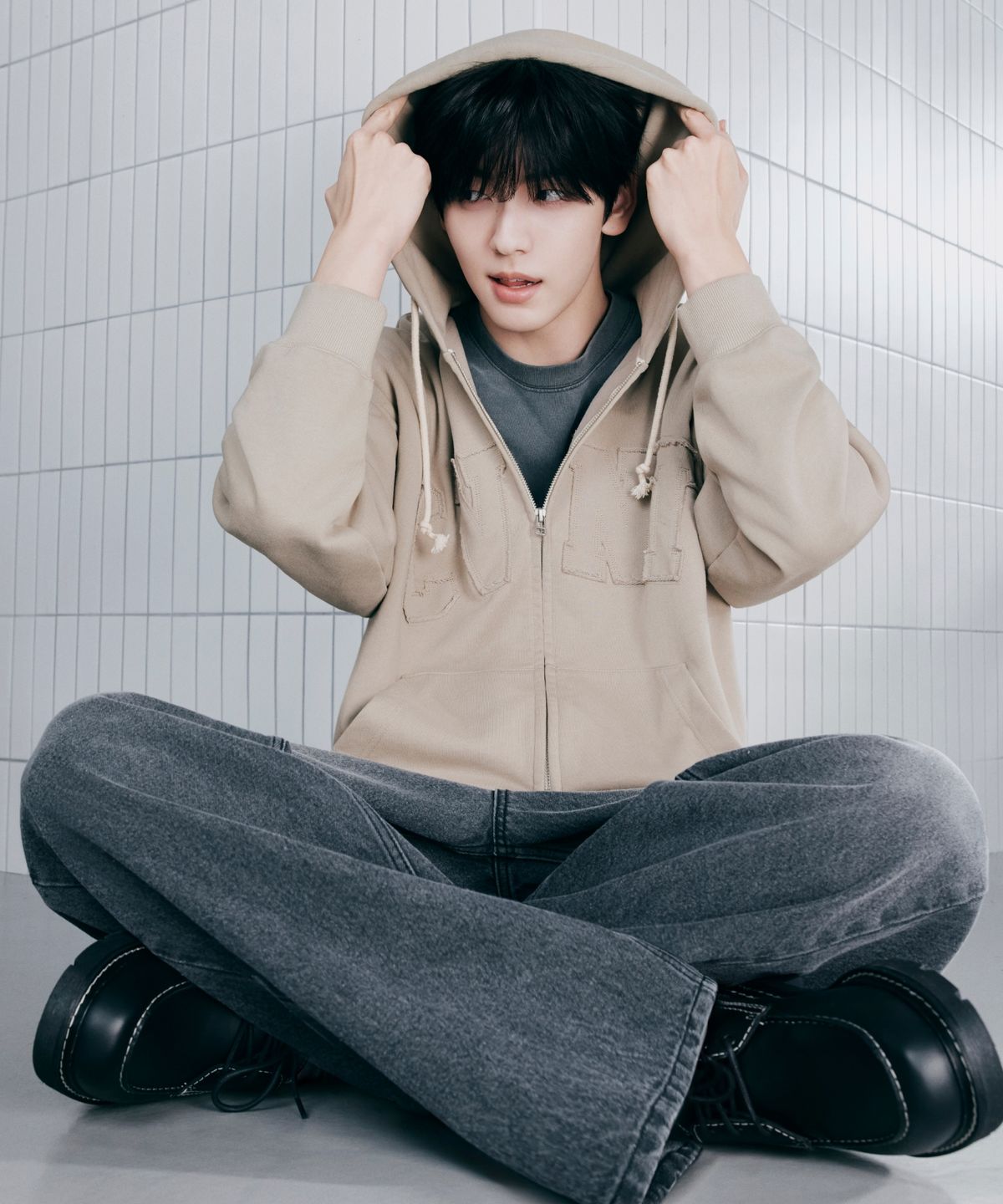 커버낫(COVERNAT) CVNT 빈티지 후드집업 라이트 카키