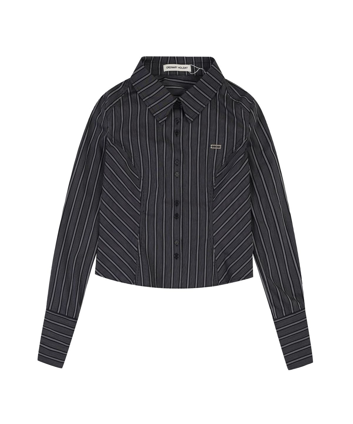 오디너리 홀리데이(ORDINARY HOLIDAY) MULTI STRIPE SLIM FIT SHIRT [BLACK]