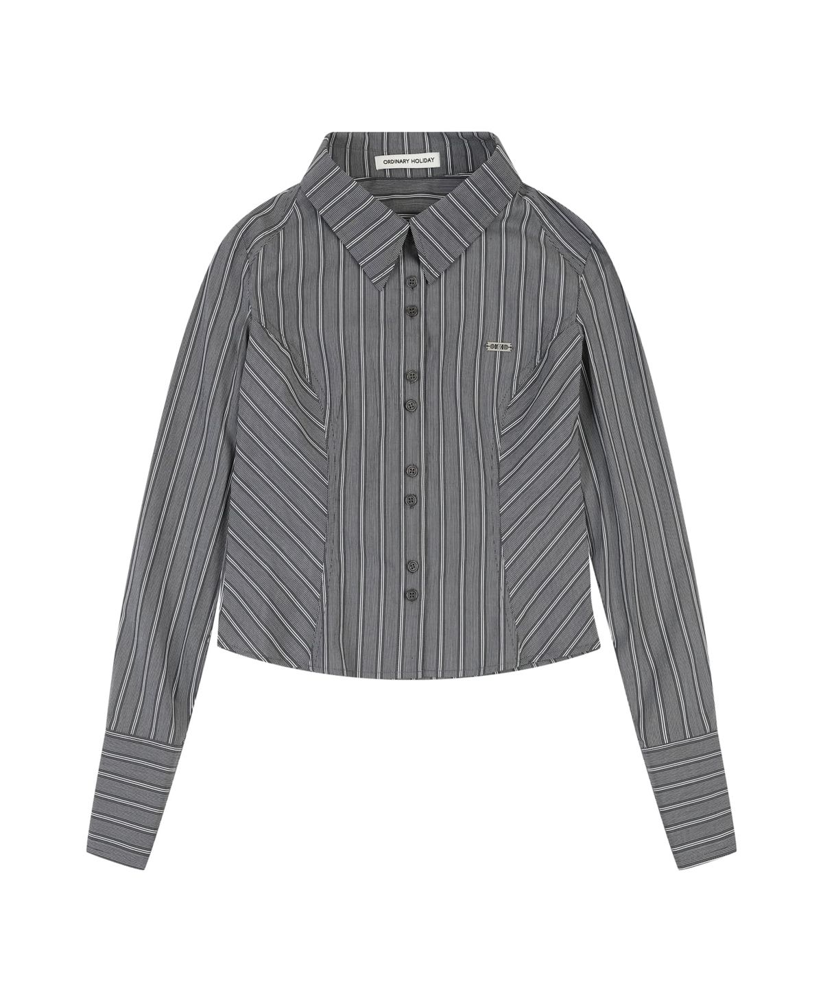 오디너리 홀리데이(ORDINARY HOLIDAY) MULTI STRIPE SLIM FIT SHIRT [CHARCOAL]