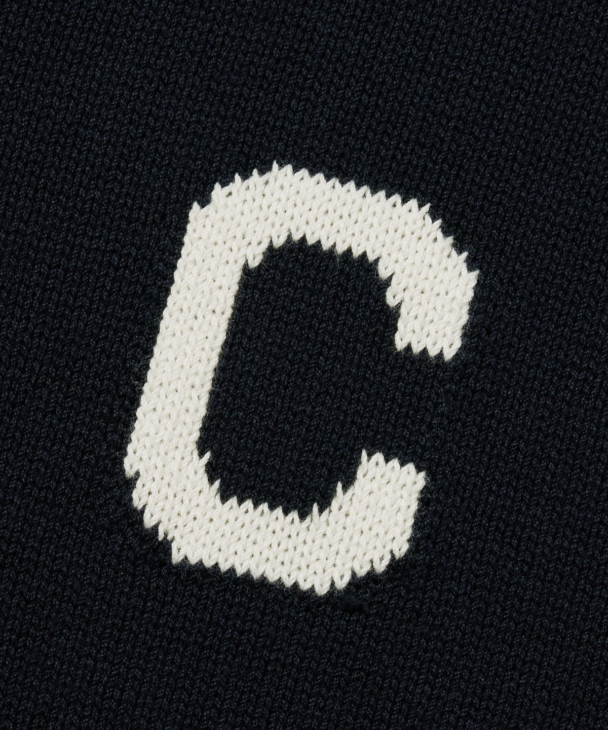 커버낫(COVERNAT) C 로고 니트 바시티 자켓 네이비