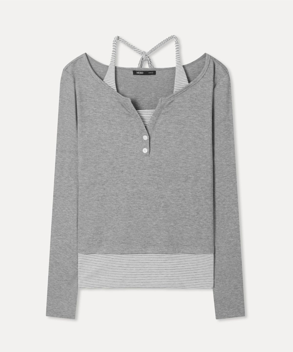 미쏘(MIXXO) 스트라이프 레이어드 긴팔 티셔츠_MIWLWG404A MIWHWG58QA