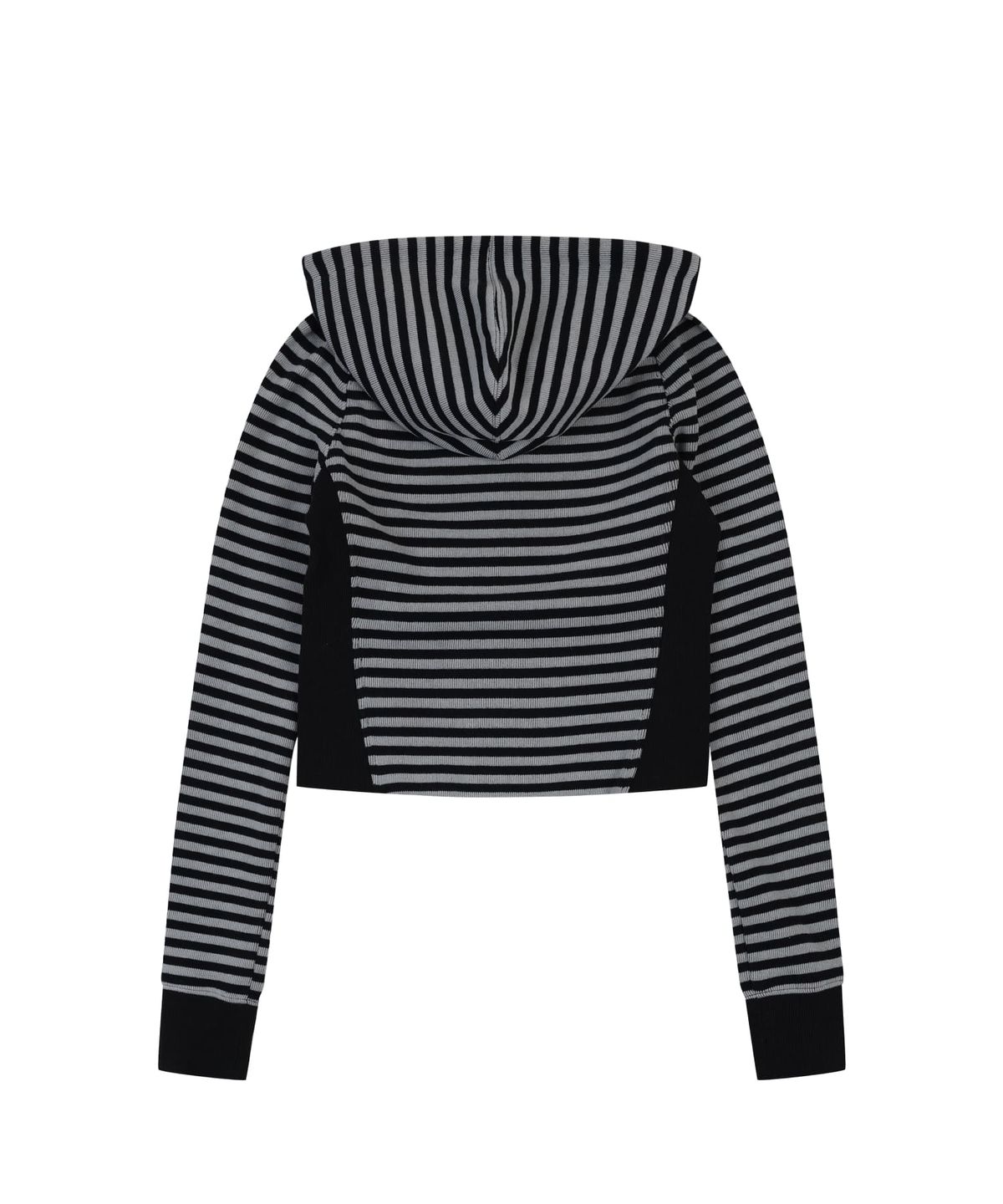오디너리 홀리데이(ORDINARY HOLIDAY) STRIPE JERSEY SLIM HOODIE [BLACK]
