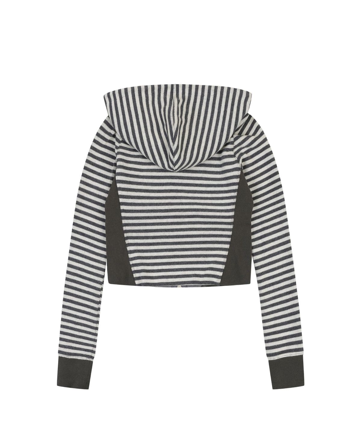 오디너리 홀리데이(ORDINARY HOLIDAY) STRIPE JERSEY SLIM HOODIE [CHARCOAL]