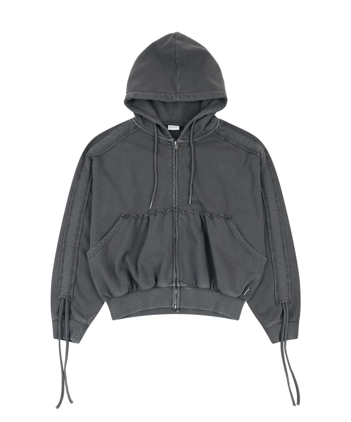 오디너리 홀리데이(ORDINARY HOLIDAY) PIGMENT SHIRRING HOODIE [CHARCOAL]
