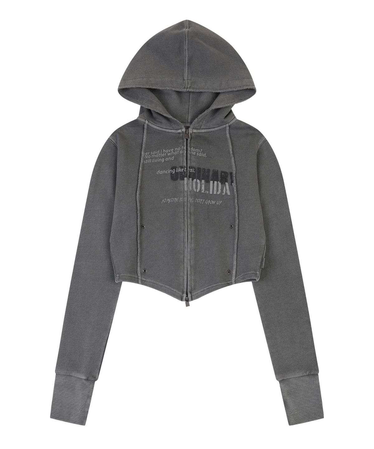 오디너리 홀리데이(ORDINARY HOLIDAY) PIGMENT SLIM HOODED ZIP-UP [CHARCOAL]
