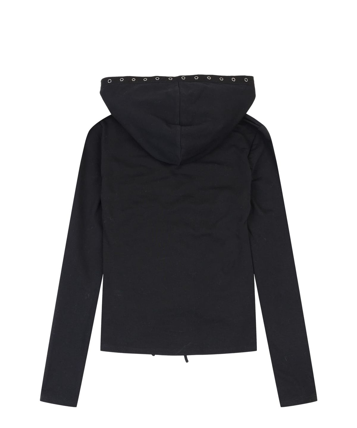 오디너리 홀리데이(ORDINARY HOLIDAY) SHIRRING LACE UP HOODIE [BLACK]