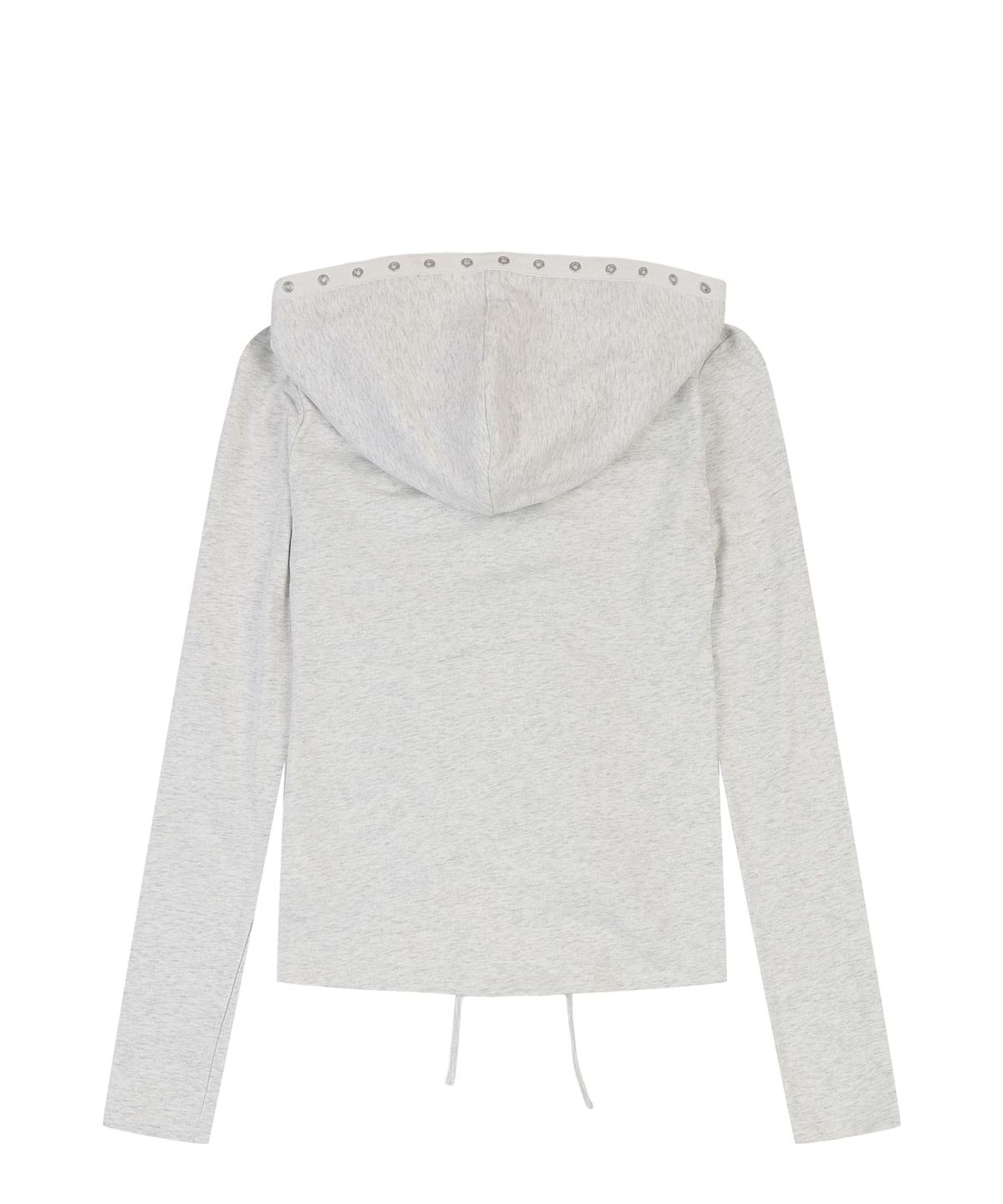 오디너리 홀리데이(ORDINARY HOLIDAY) SHIRRING LACE UP HOODIE [MELANGE WHITE]