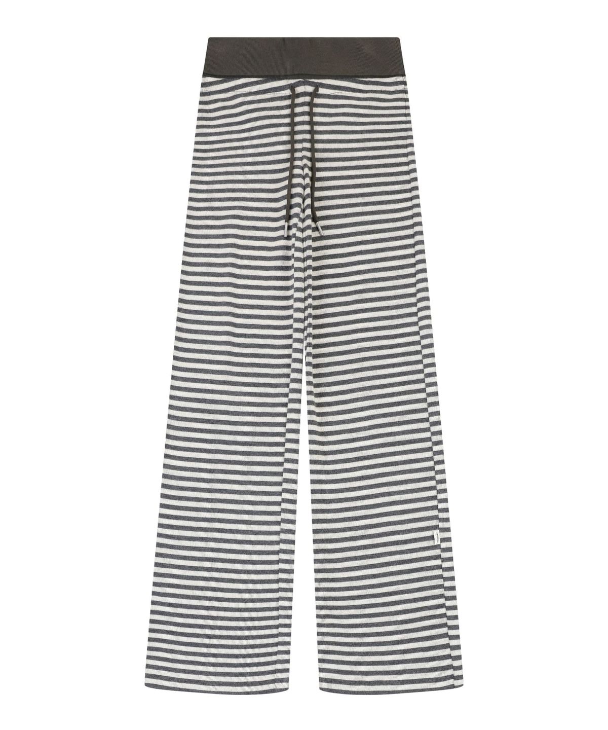오디너리 홀리데이(ORDINARY HOLIDAY) STRIPE JERSEY WIDE PANTS [CHARCOAL]