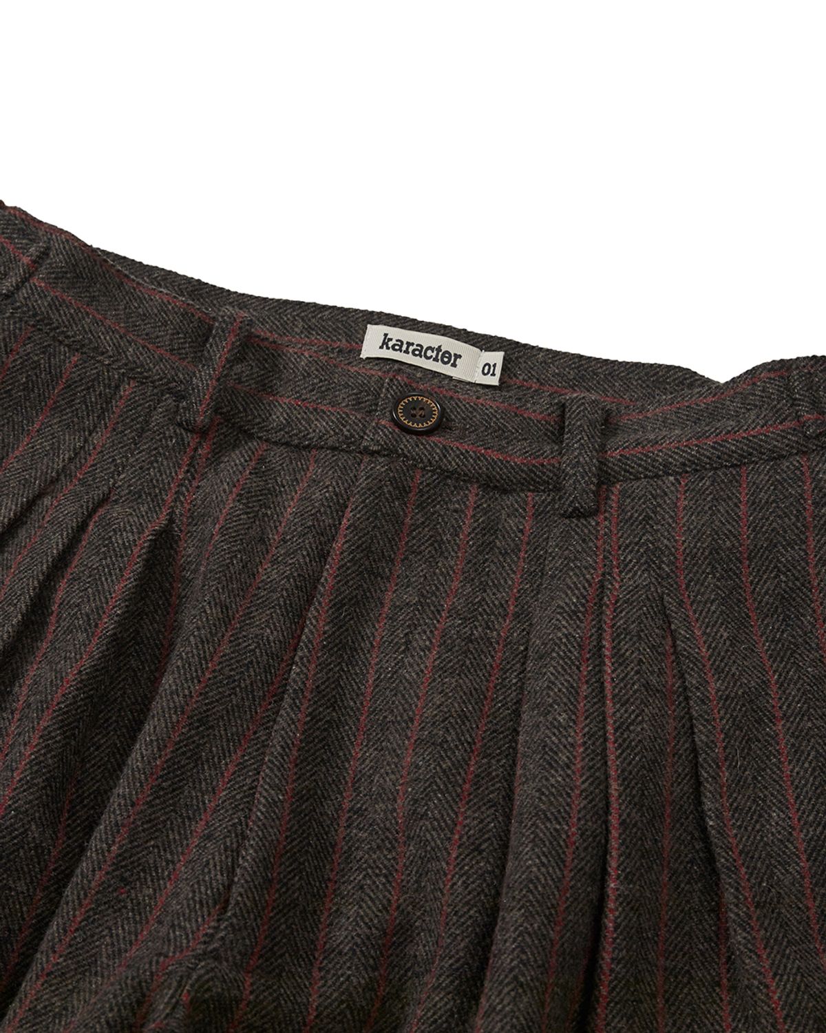 카락터(KARACTOR) Wool herringbone pleat pants / Brown