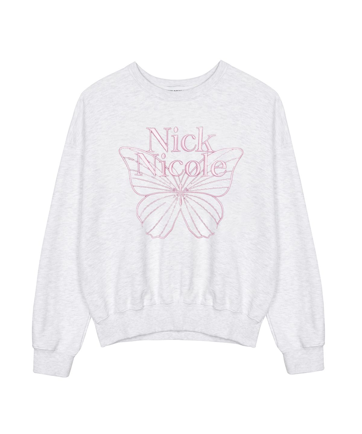닉앤니콜(NICK&NICOLE) VOLUME BUTTERFLY SIGNATURE SWEATSHIRT_MELANGE LIGHT PINK