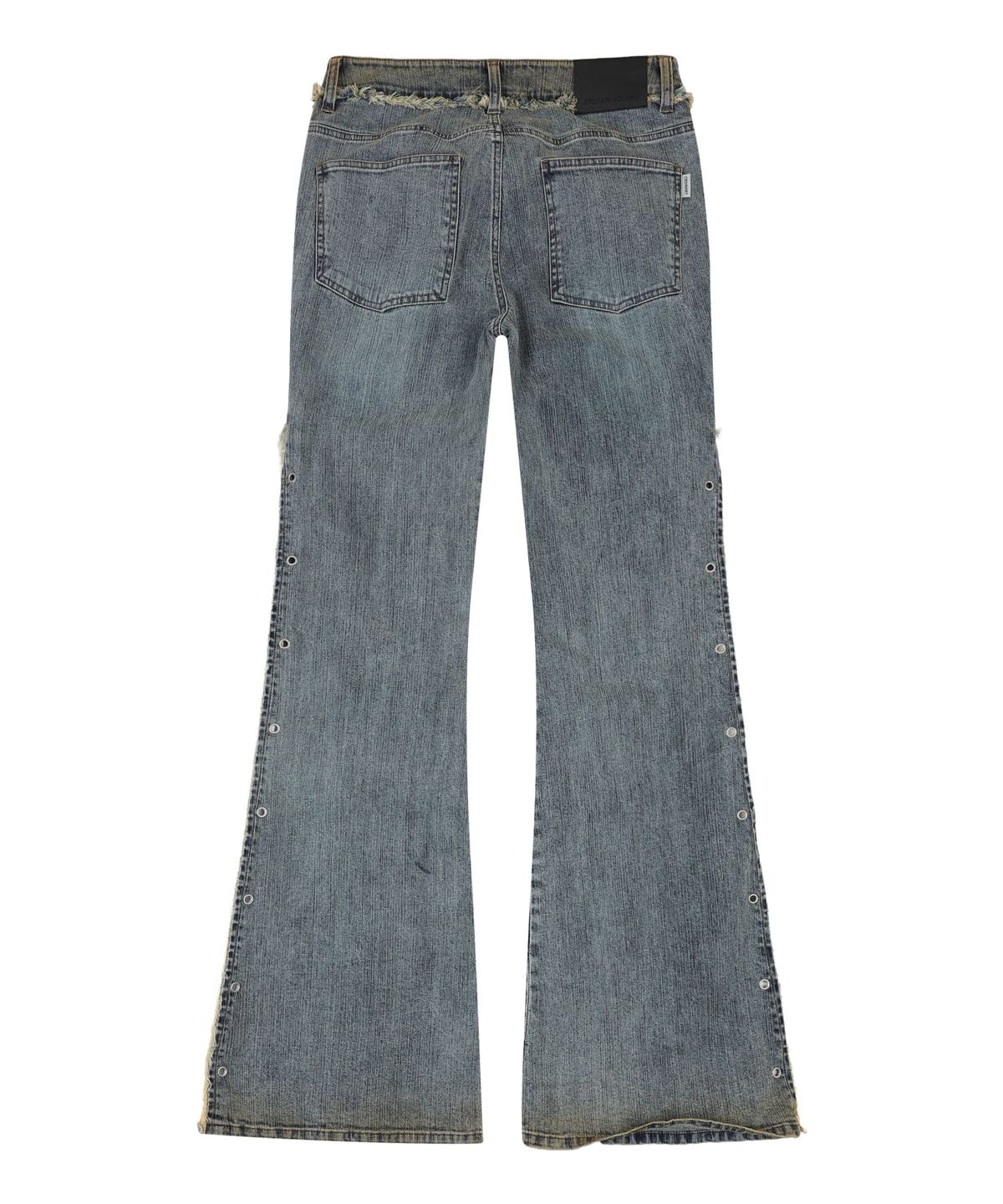 오디너리 홀리데이(ORDINARY HOLIDAY) EYELET RAW-EDGE BOOTS CUT JEANS [BLUE]
