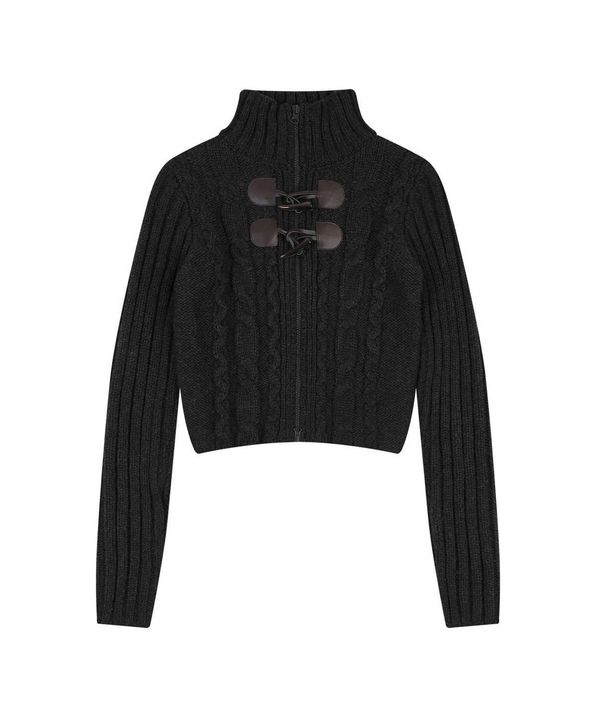 오디너리 홀리데이(ORDINARY HOLIDAY) TOGGLE CABLE CARDIGAN [CHARCOAL]