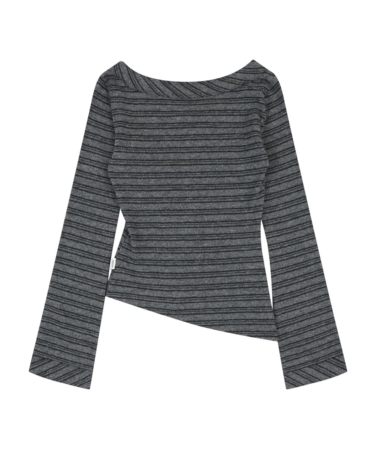 오디너리 홀리데이(ORDINARY HOLIDAY) STRIPE V NECK T-SHIRT [CHARCOAL]
