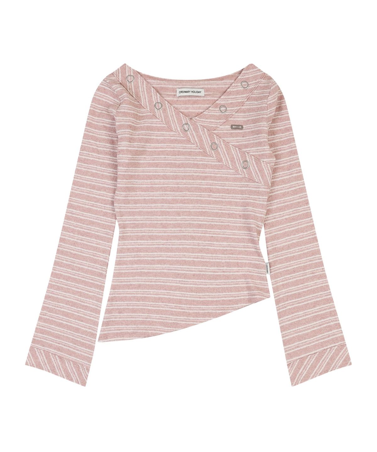 오디너리 홀리데이(ORDINARY HOLIDAY) STRIPE V NECK T-SHIRT [PINK]