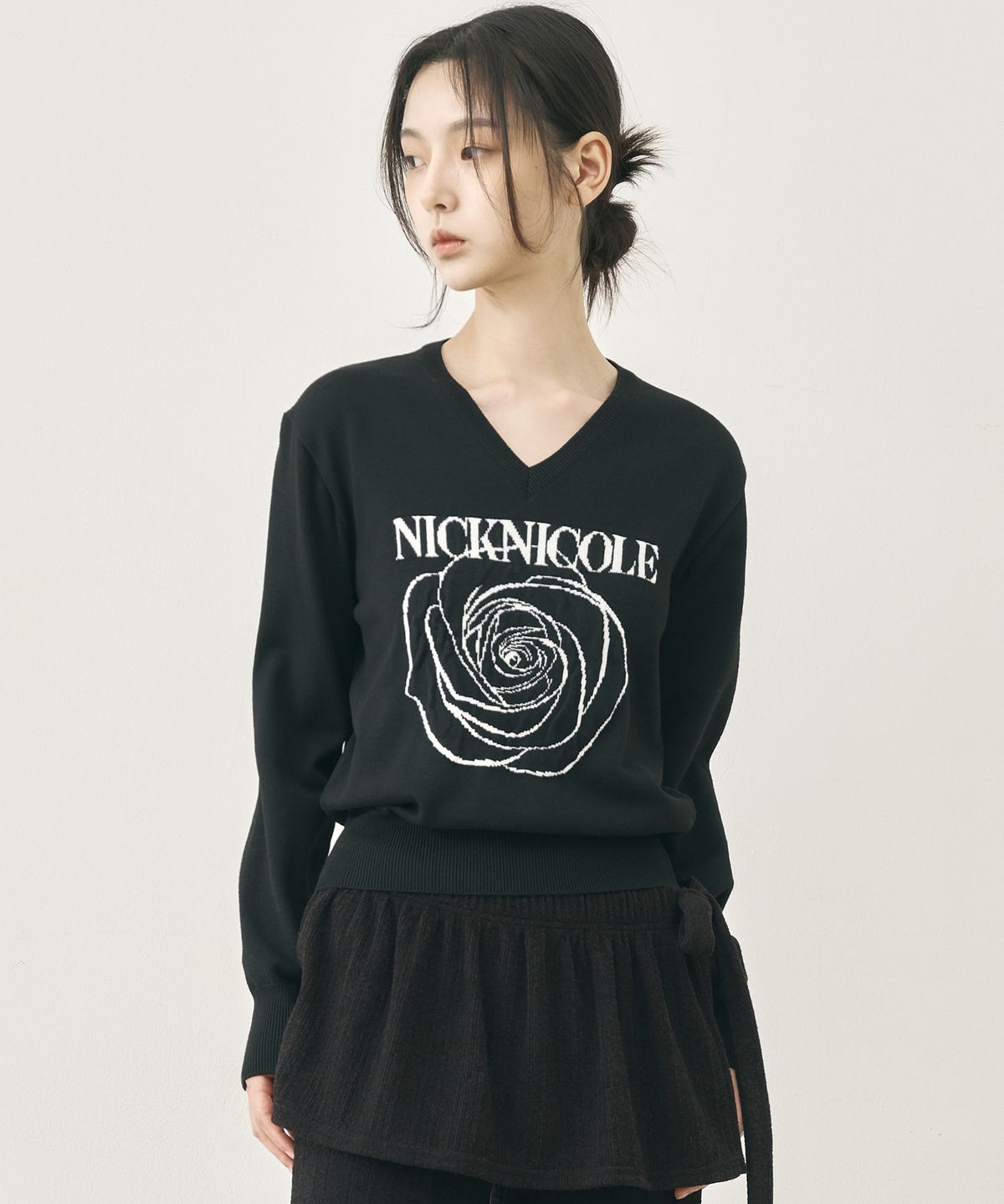 닉앤니콜(NICK&NICOLE) NICOLE ROSE JAQUARD PULLOVER KNIT_BLACK