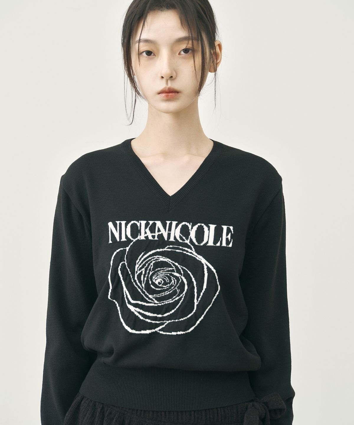 닉앤니콜(NICK&NICOLE) NICOLE ROSE JAQUARD PULLOVER KNIT_BLACK