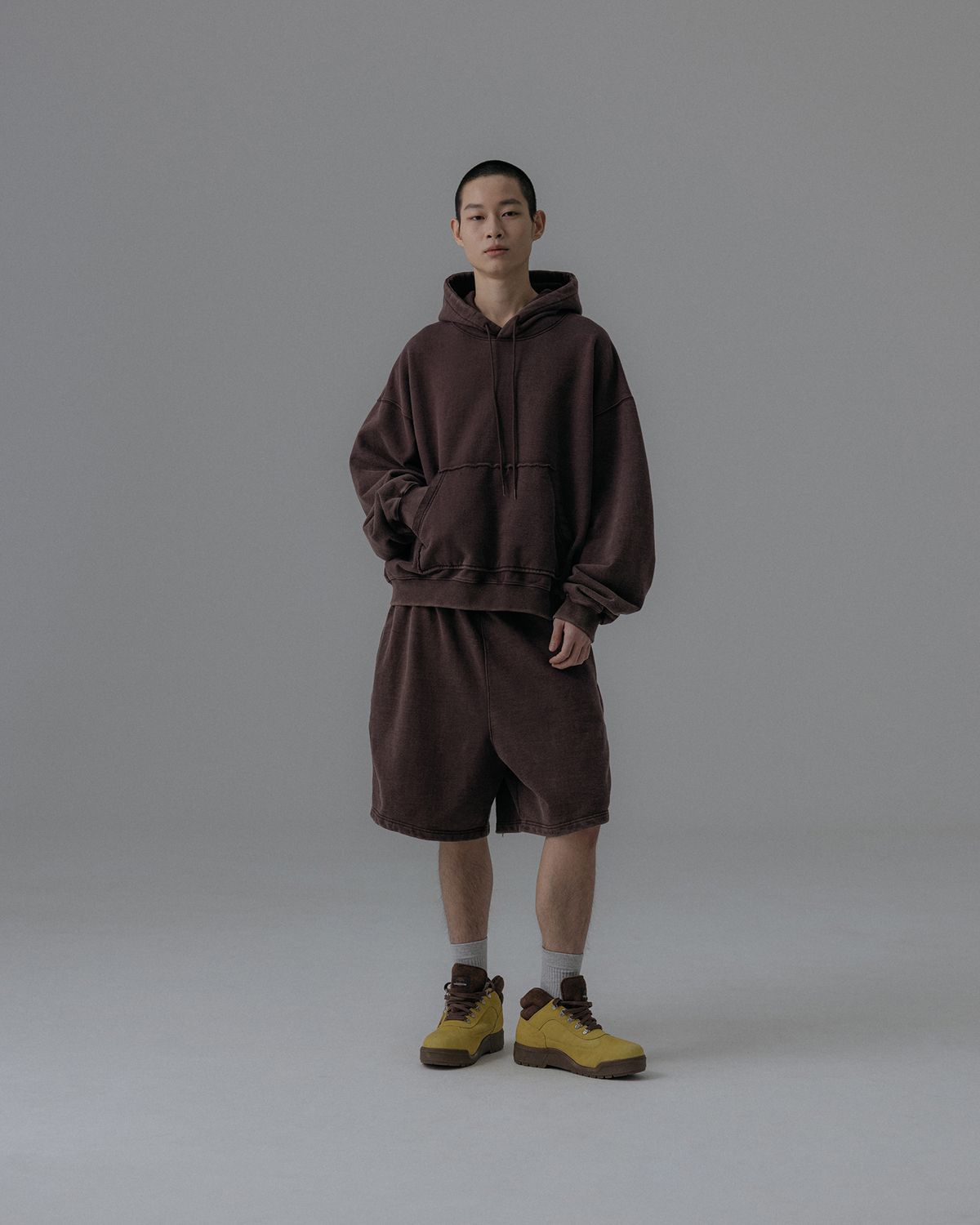 앵글런(ANGLAN) Heavyweight Washed Hoodie - Brown