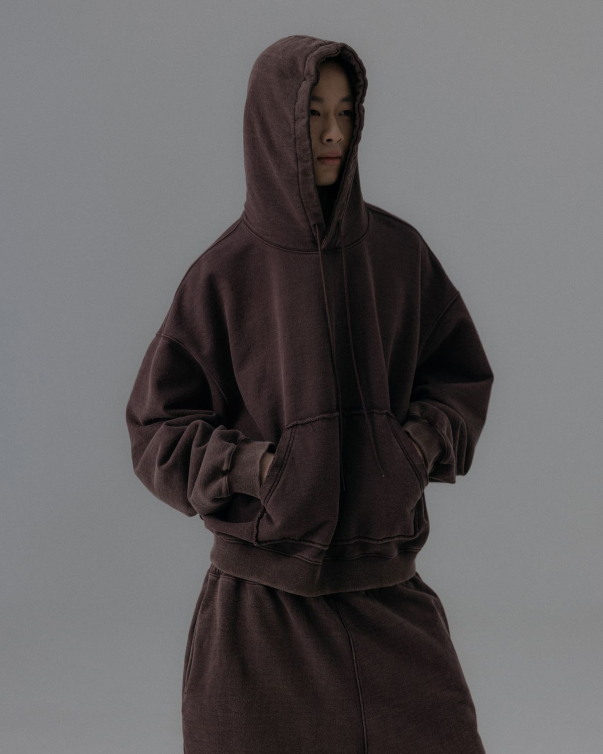 앵글런(ANGLAN) Heavyweight Washed Hoodie - Brown