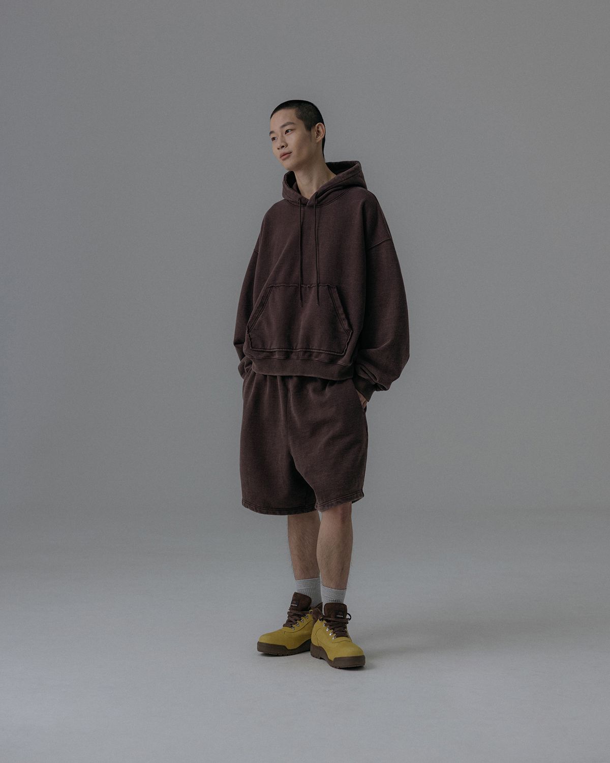 앵글런(ANGLAN) Heavyweight Washed Hoodie - Brown