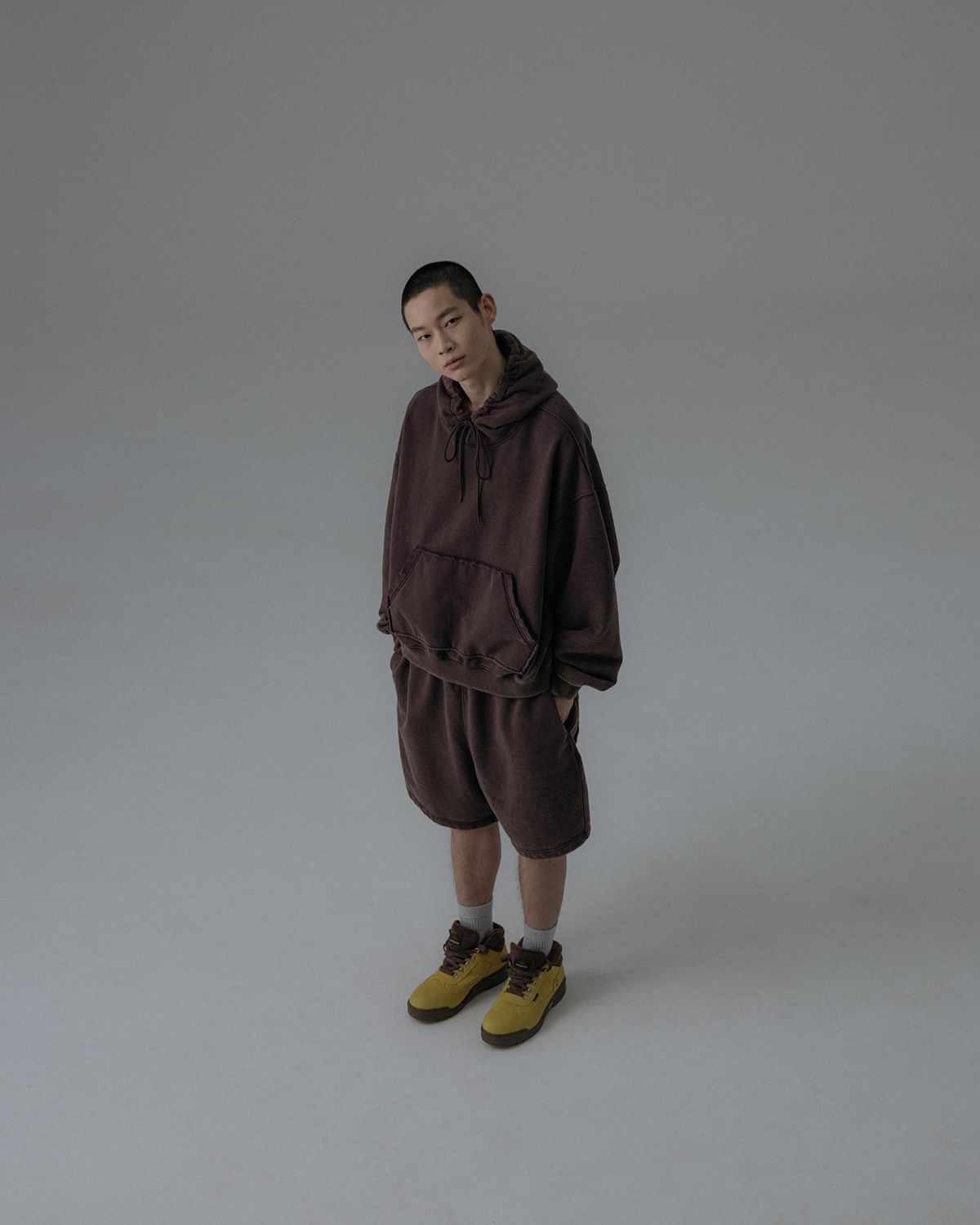 앵글런(ANGLAN) Heavyweight Washed Hoodie - Brown