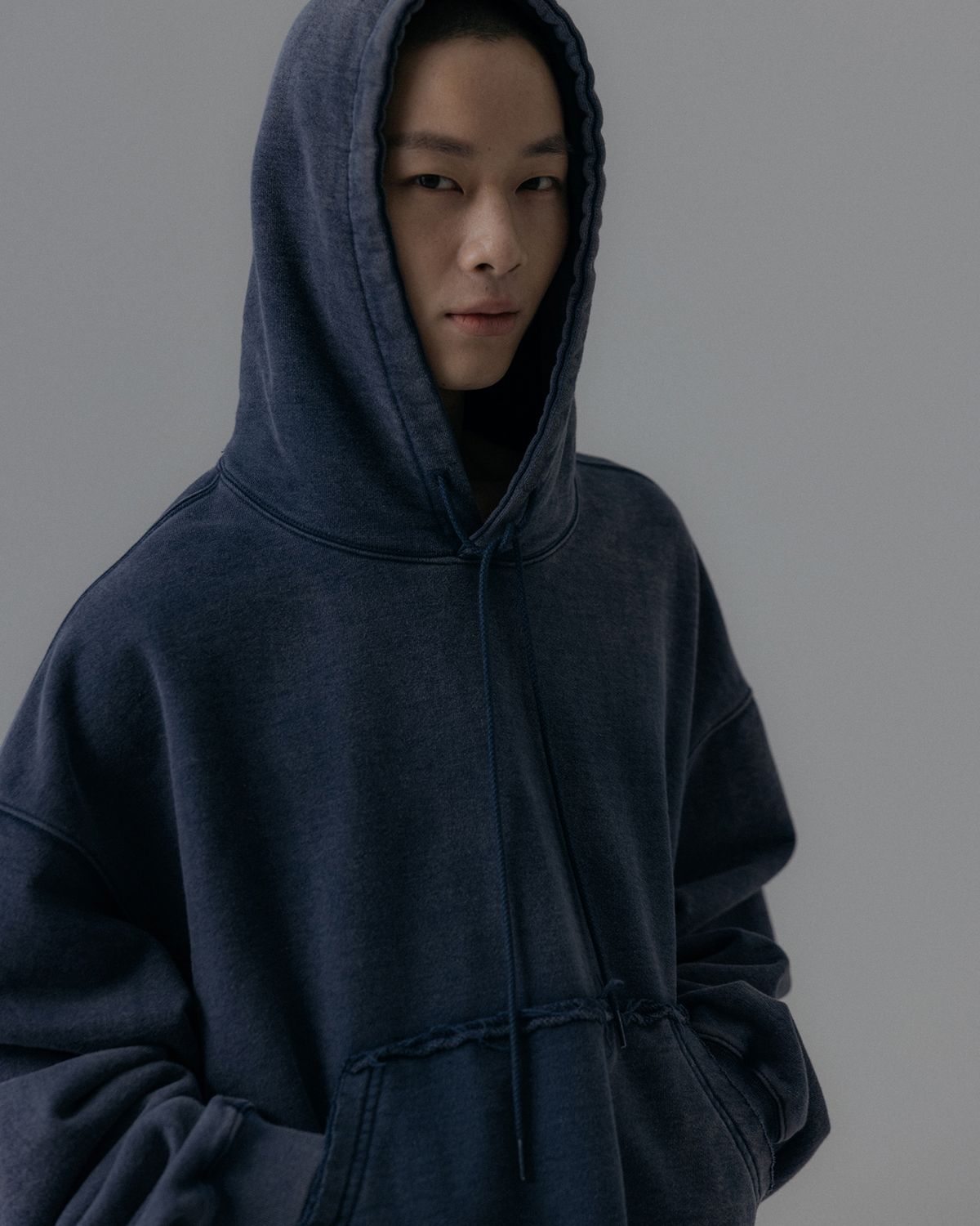 앵글런(ANGLAN) Heavyweight Washed Hoodie - Navy