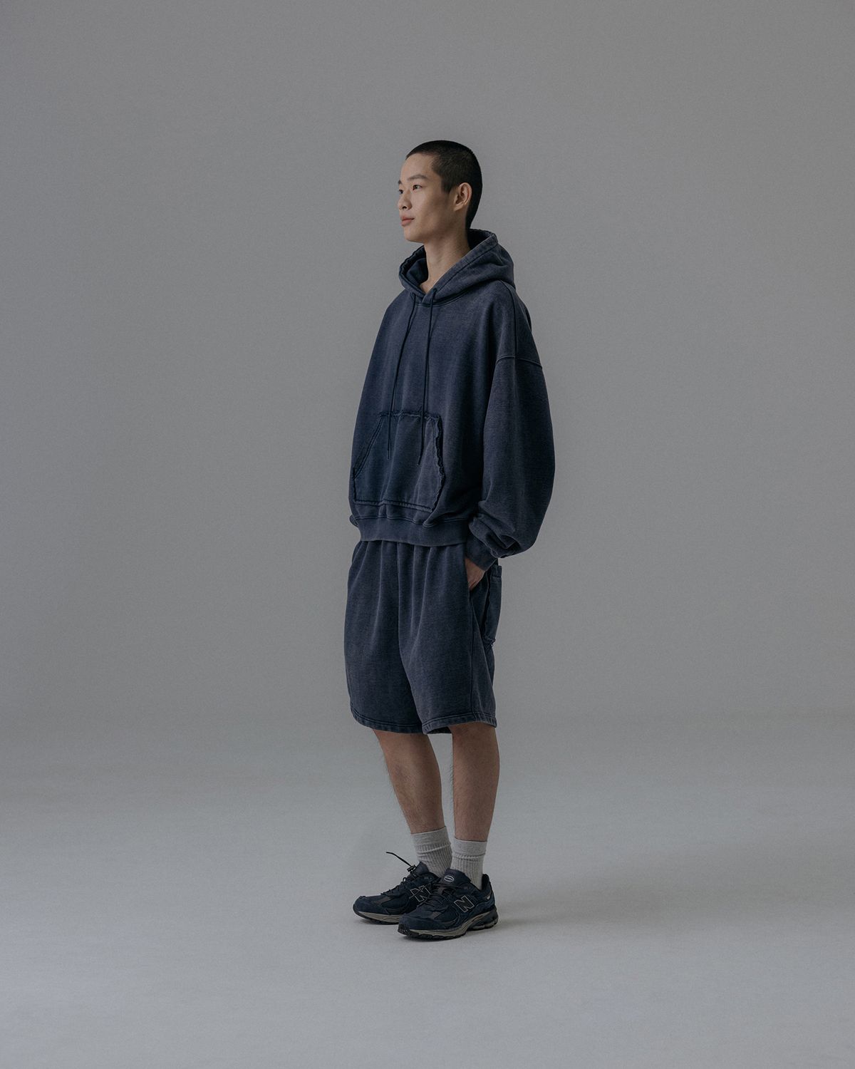 앵글런(ANGLAN) Heavyweight Washed Hoodie - Navy