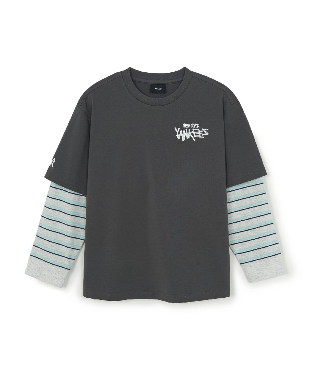 엠엘비 키즈(MLB KIDS) 스트릿 베이직 레이어드 긴팔 티셔츠 NY (Charcoal Grey)