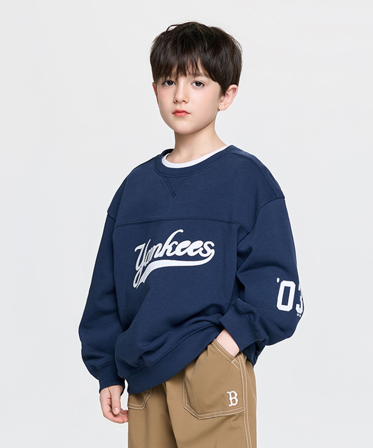 엠엘비 키즈(MLB KIDS) 스포티브 바시티 컬시브 맨투맨 NY (Navy)