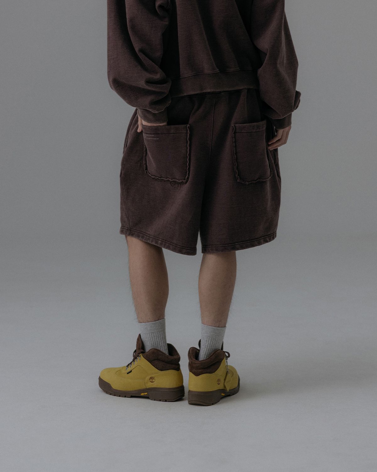 앵글런(ANGLAN) Heavyweight Washed Sweat Shorts - Brown