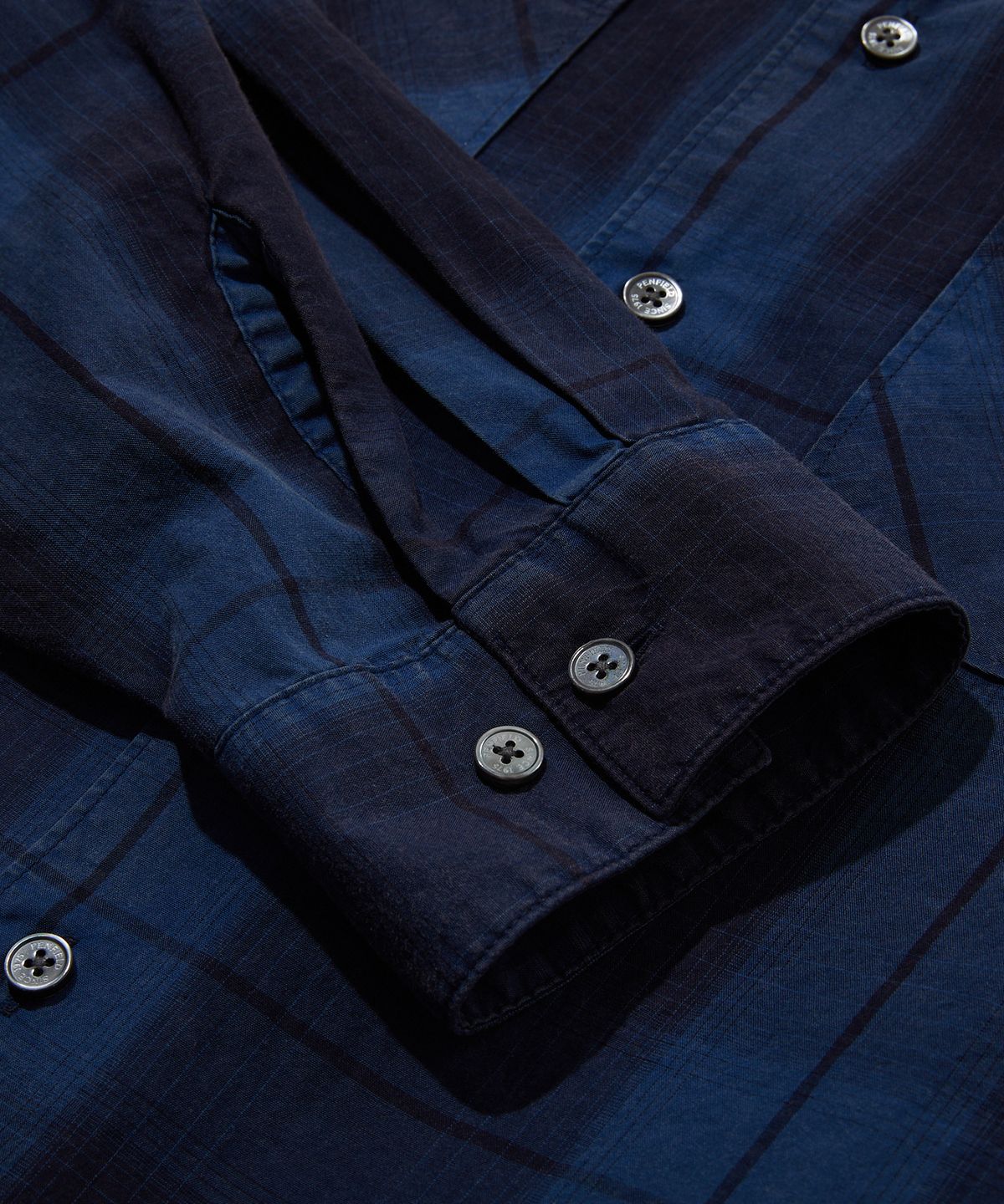 펜필드(PENFIELD) 워시드 인디고 체크 셔츠 인디고_FS1WR53U